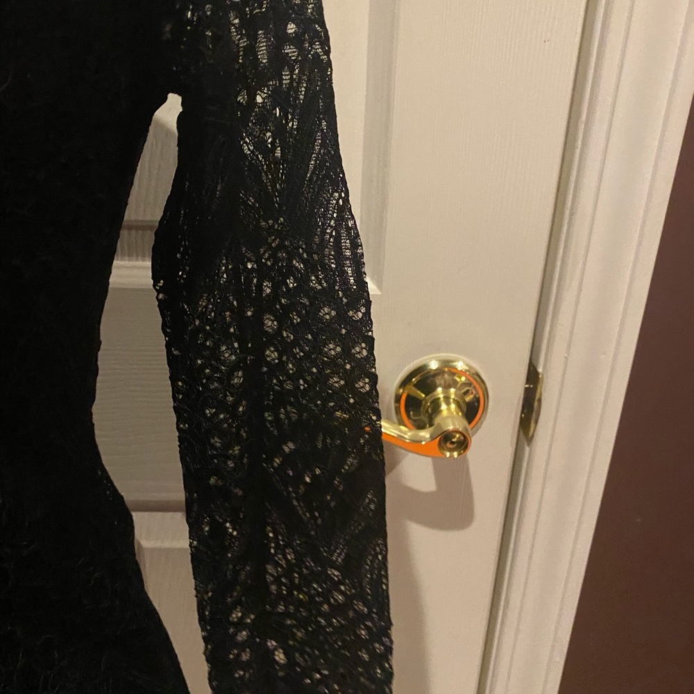 Black Lace Patchwork Ruffle Blouse - image 7